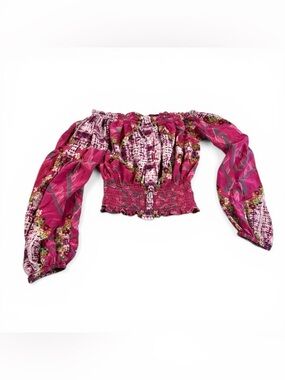 Moda Baronessa XS Silk Cropped Top Off The Shoulder Breathable Romantic Shirt